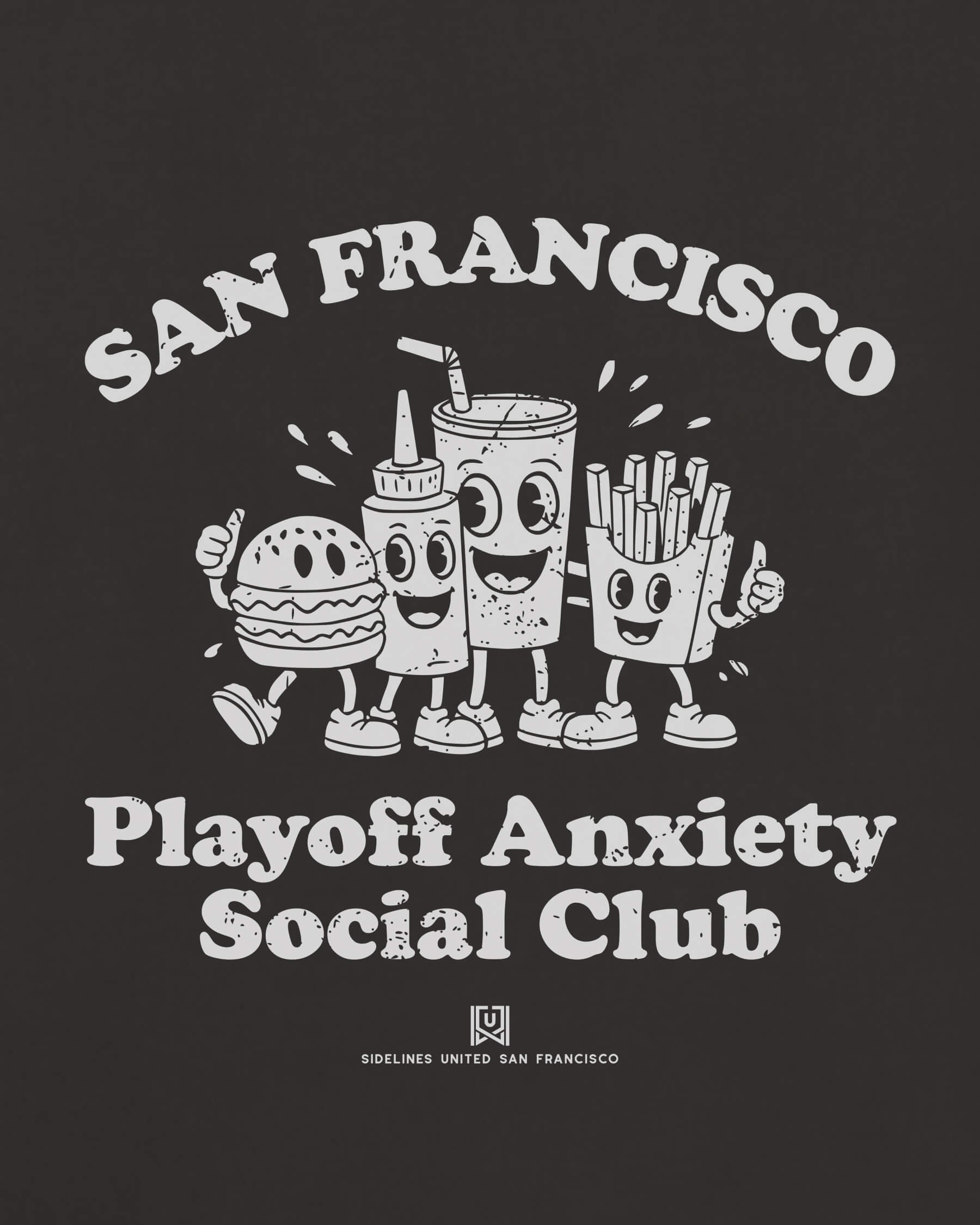 SF Playoff Anxiety Friends Tee - Washed Black / White - Zoom