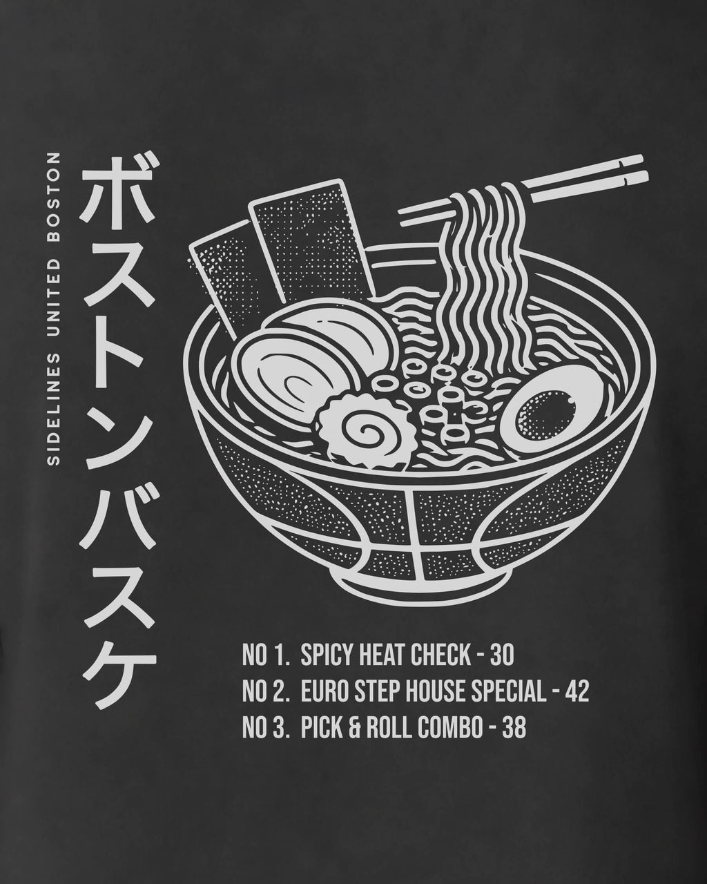 BOS Ramen Tee - Washed Black / White - Zoom