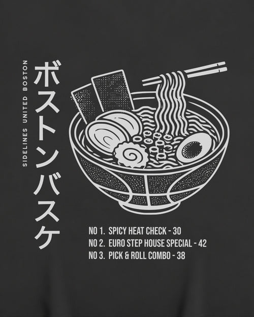BOS Ramen Tee - Washed Black / White - Zoom