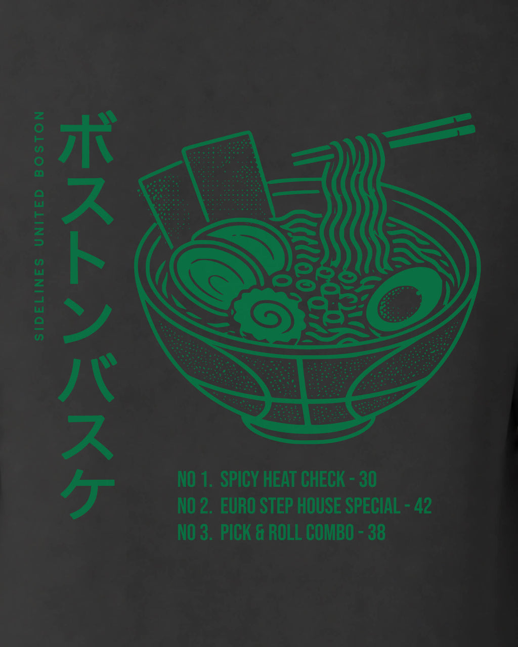 BOS Ramen Tee - Washed Black / Green - Zoom