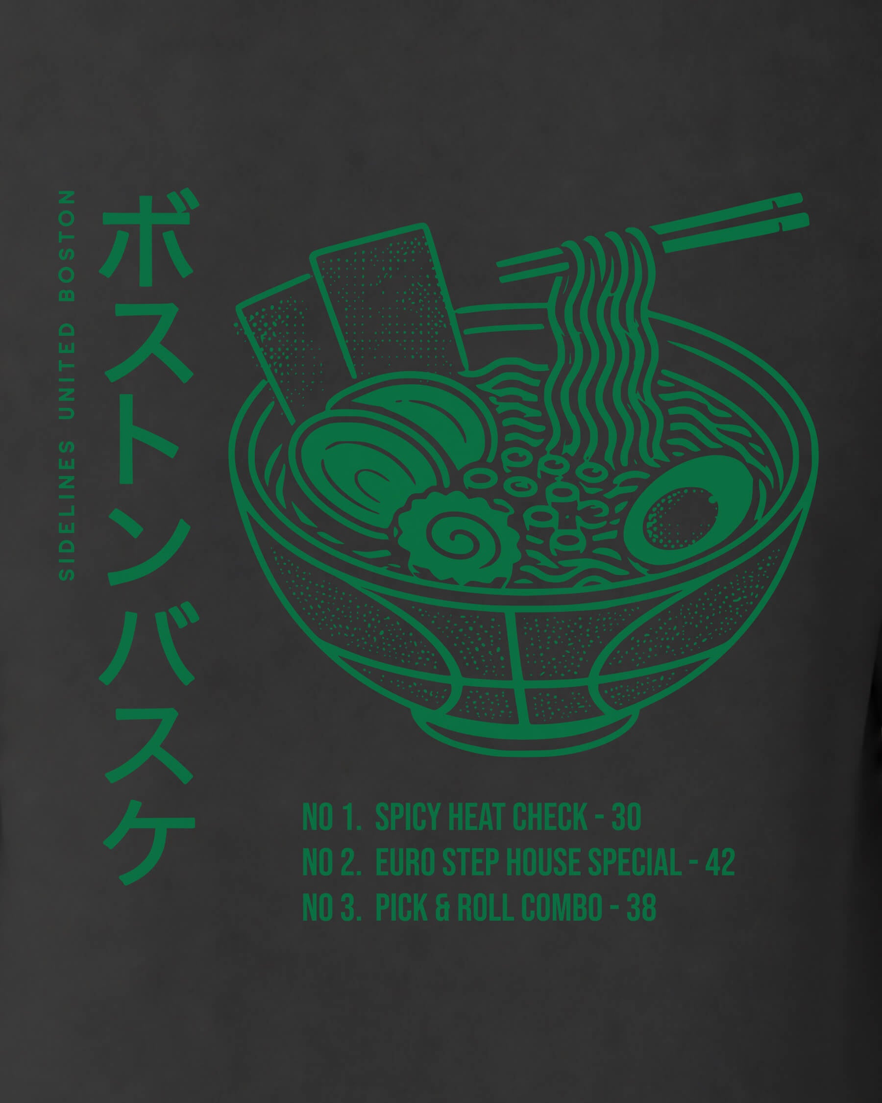 BOS Ramen Tee - Washed Black / Green - Zoom