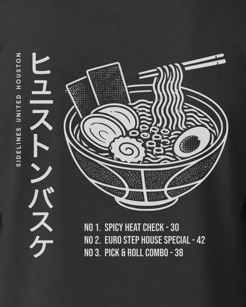 HOU Ramen Tee - Washed Black / White - Zoom