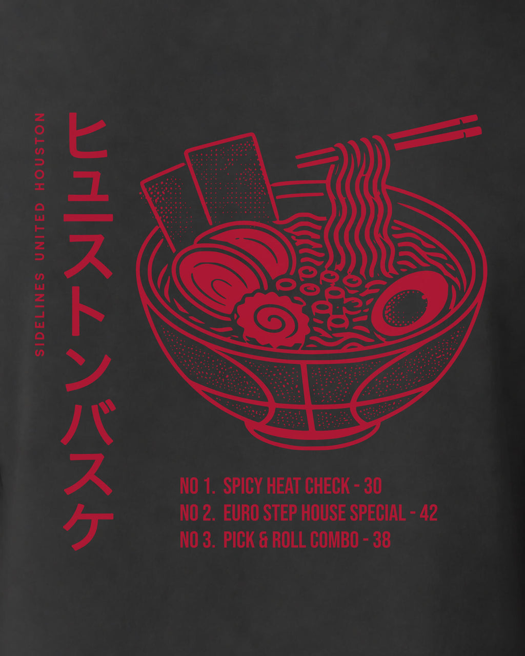 HOU Ramen Tee - Washed Black / Red - Zoom