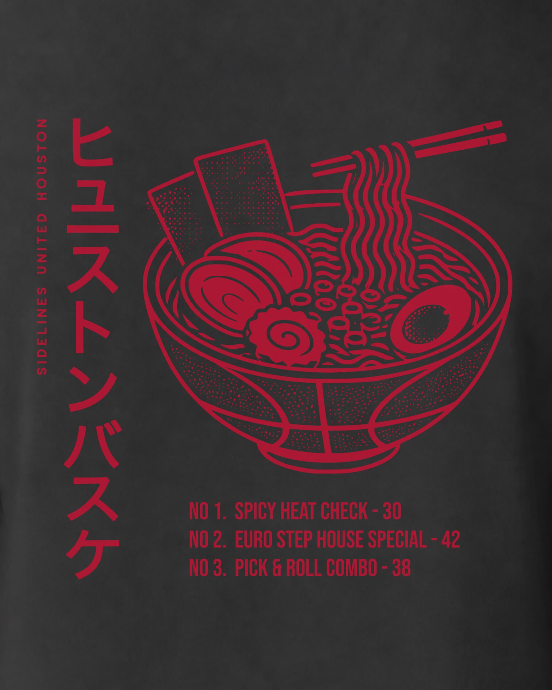 HOU Ramen Tee - Washed Black / Red - Zoom