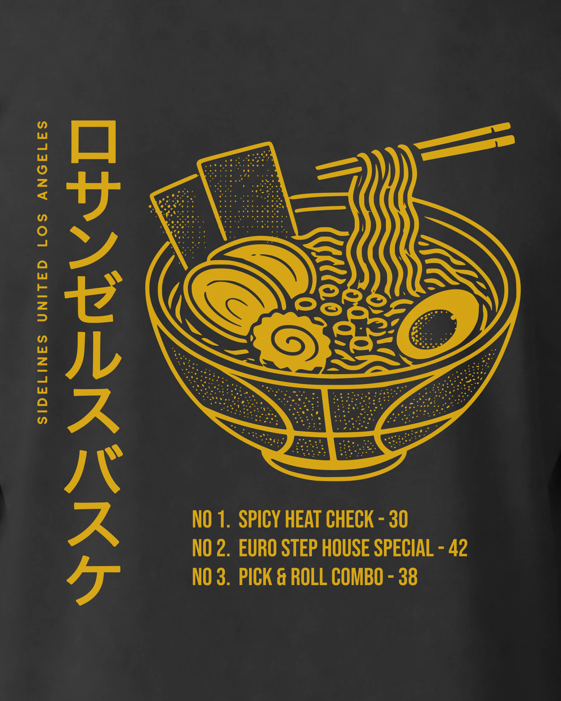 LA Ramen Tee - Washed Black / Gold - Zoom