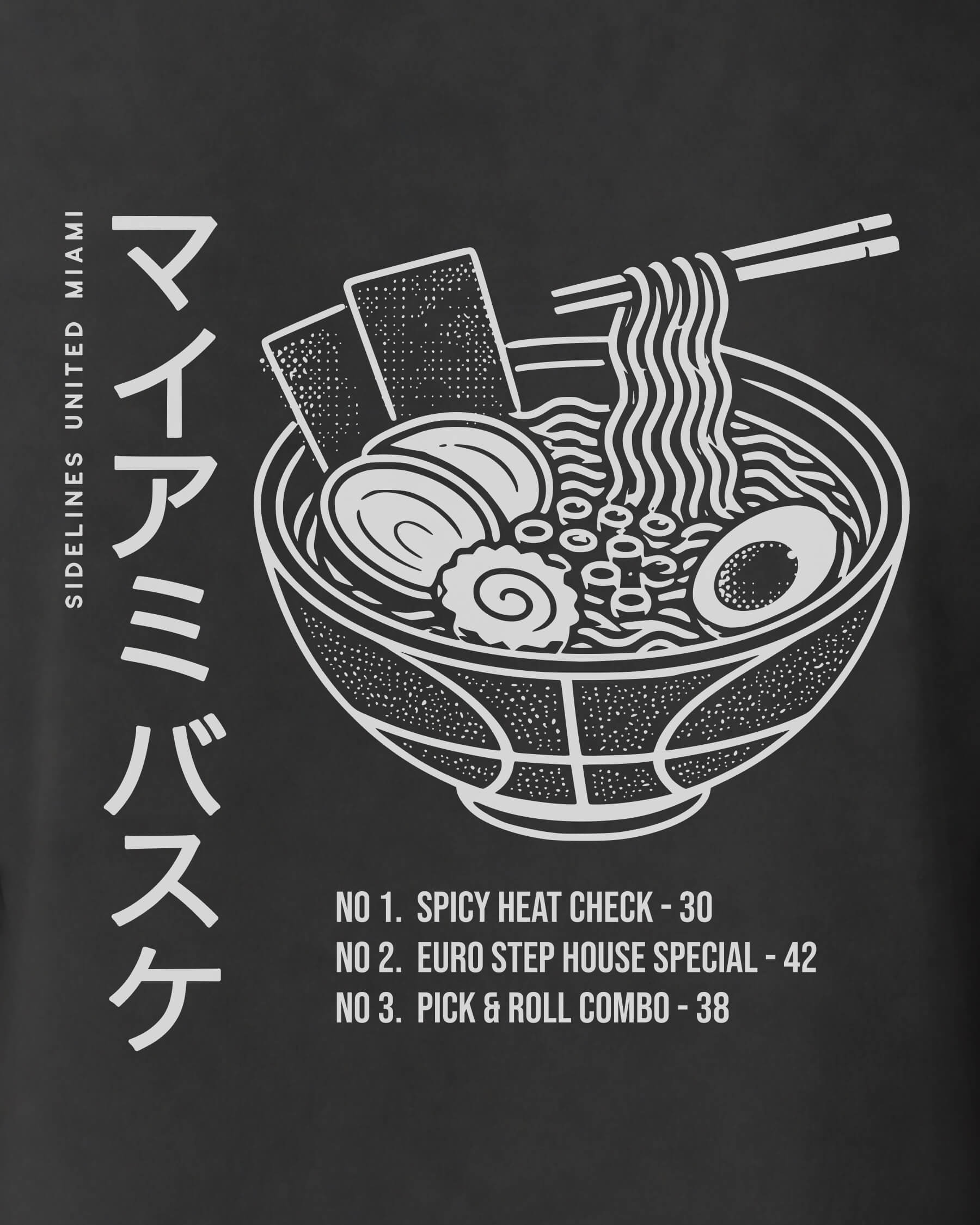 MIA Ramen Tee - Washed Black / White - Zoom