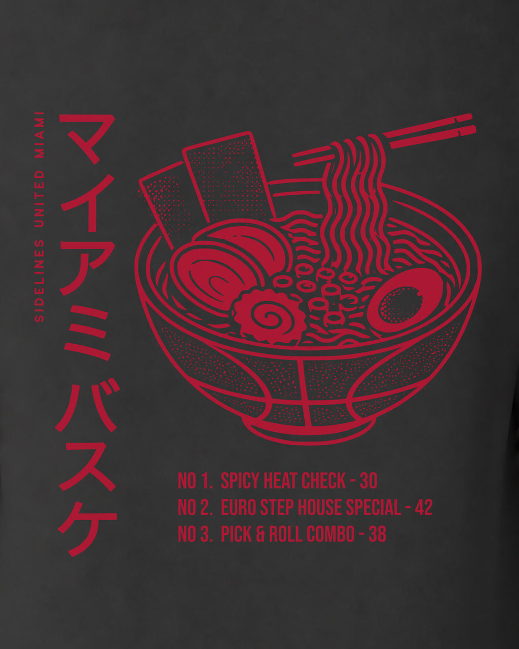 MIA Ramen Tee - Washed Black / Red - Zoom