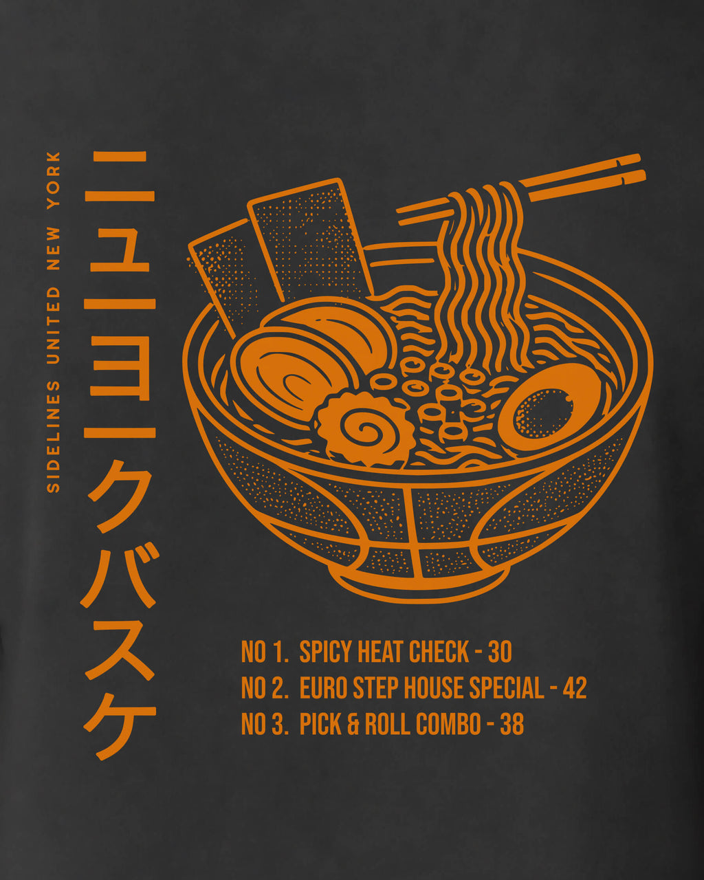 NY Ramen Tee - Washed Black / Orange - Zoom