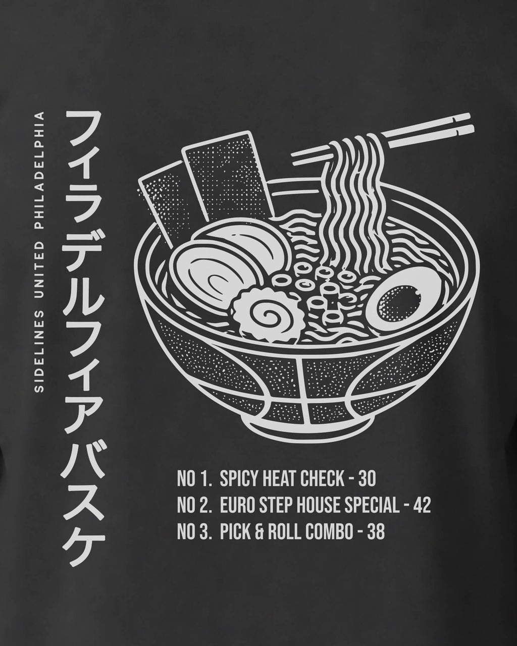 Philly Ramen Tee - Washed Black / White - Zoom