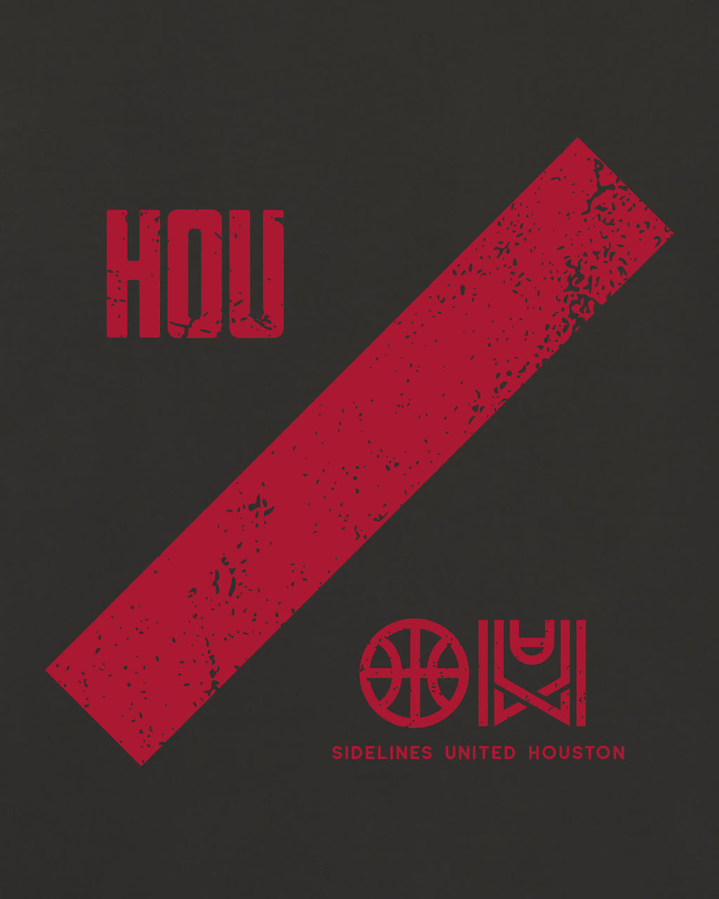 HOU Slash Tee - Washed Black / Red - Zoom
