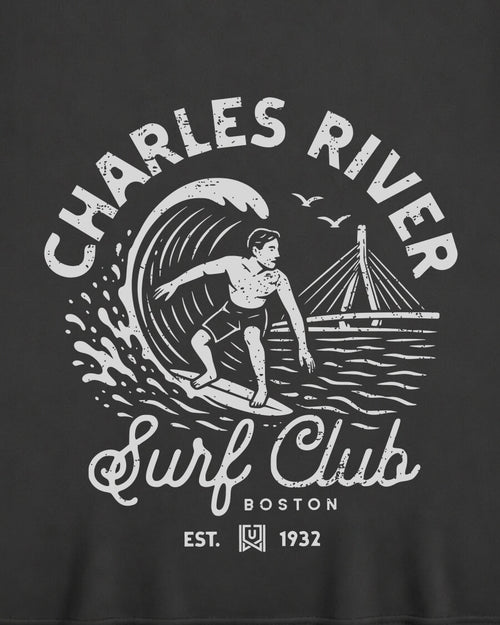 BOS Surf Club Tee - Washed Black / White - Zoom