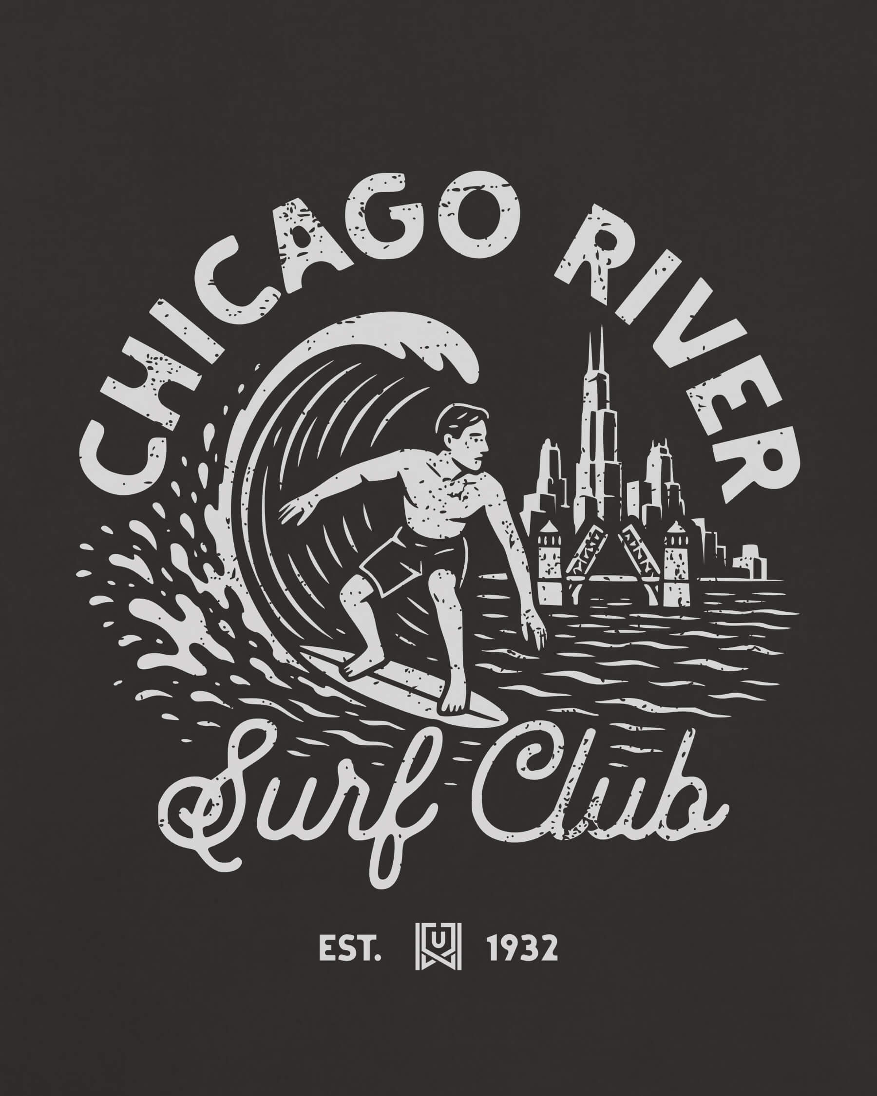 CHI Surf Club Tee - Washed Black / White - Zoom