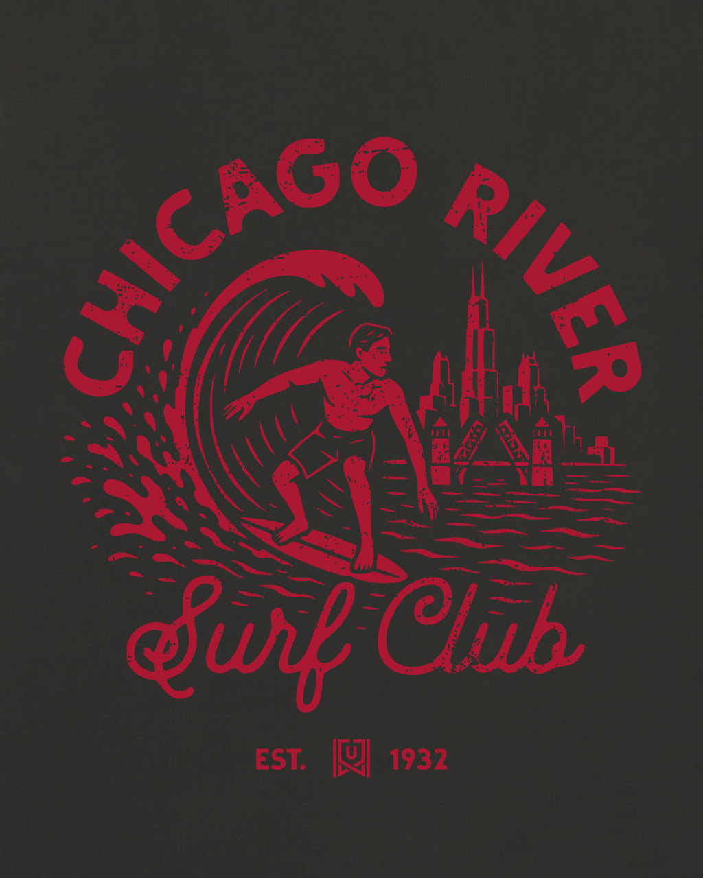 CHI Surf Club Tee - Washed Black / Red - Zoom