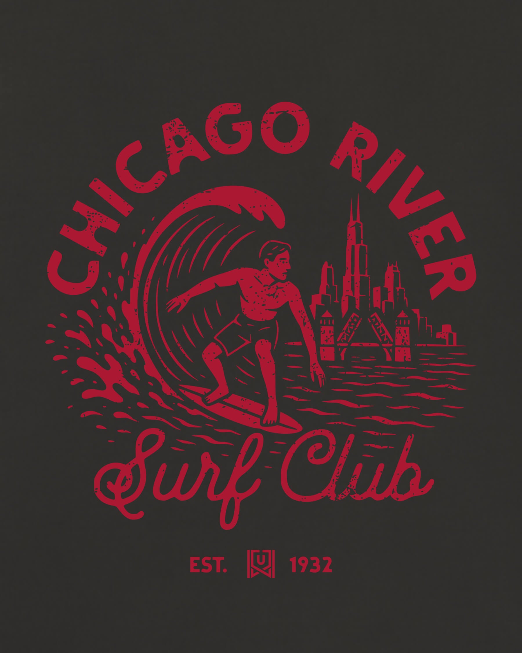 CHI Surf Club Tee - Washed Black / Red - Zoom