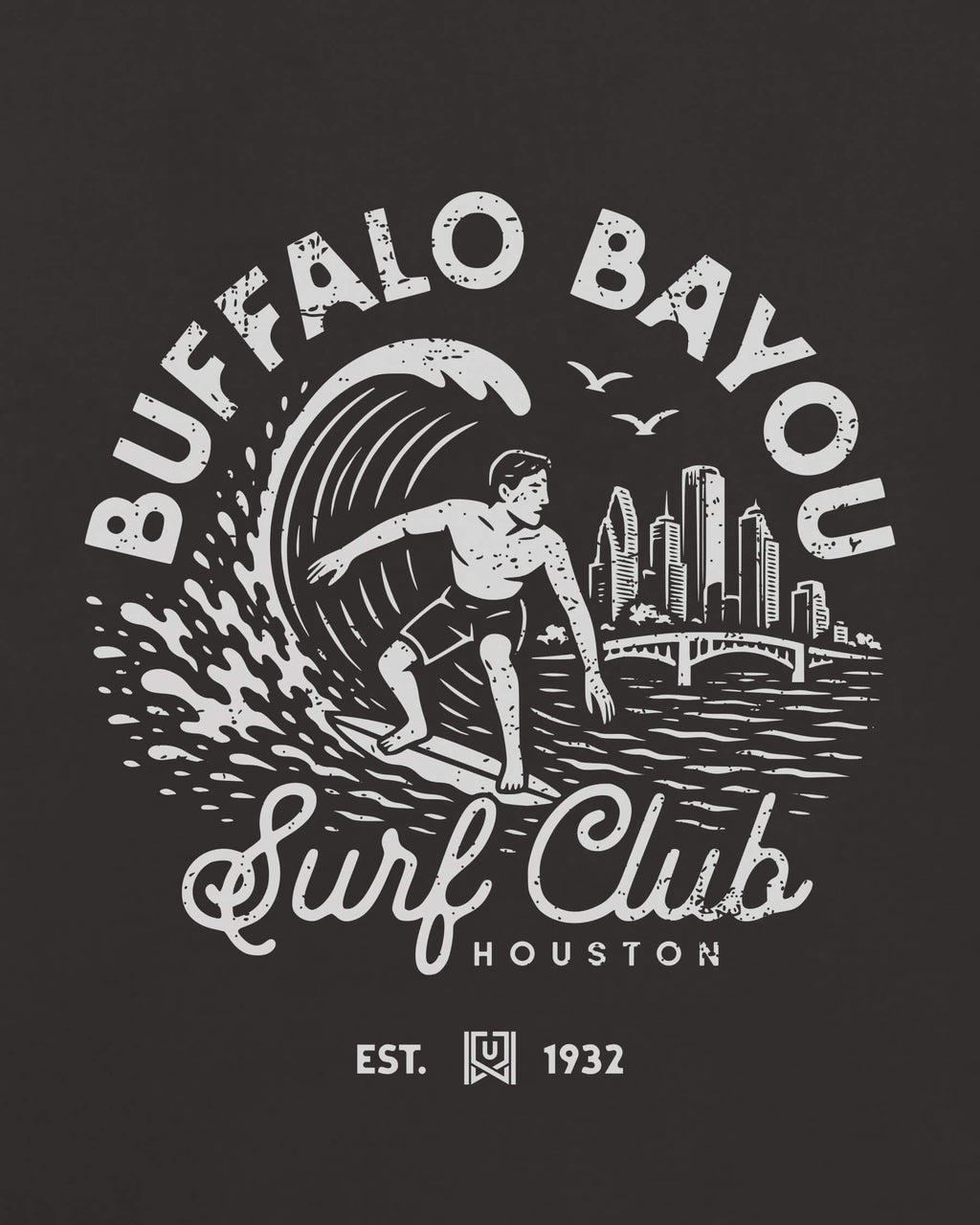 HOU Surf Club Tee - Washed Black / White - Zoom