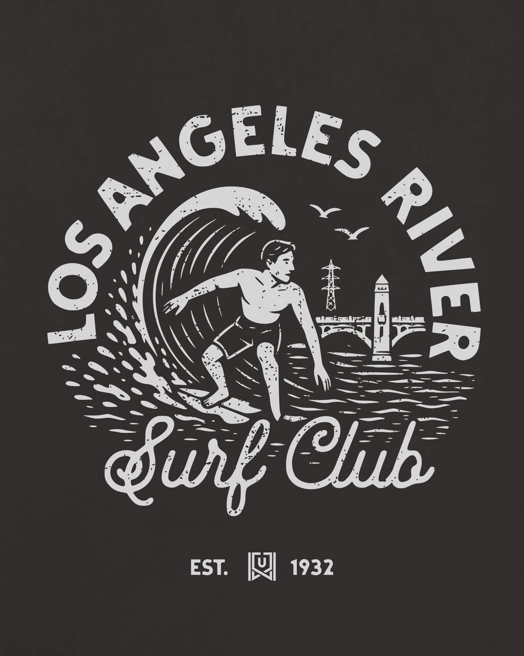 LA Surf Club Tee - Washed Black / White - Zoom