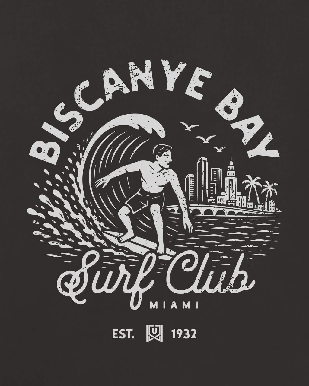 MIA Surf Club Tee - Washed Black / White - Zoom
