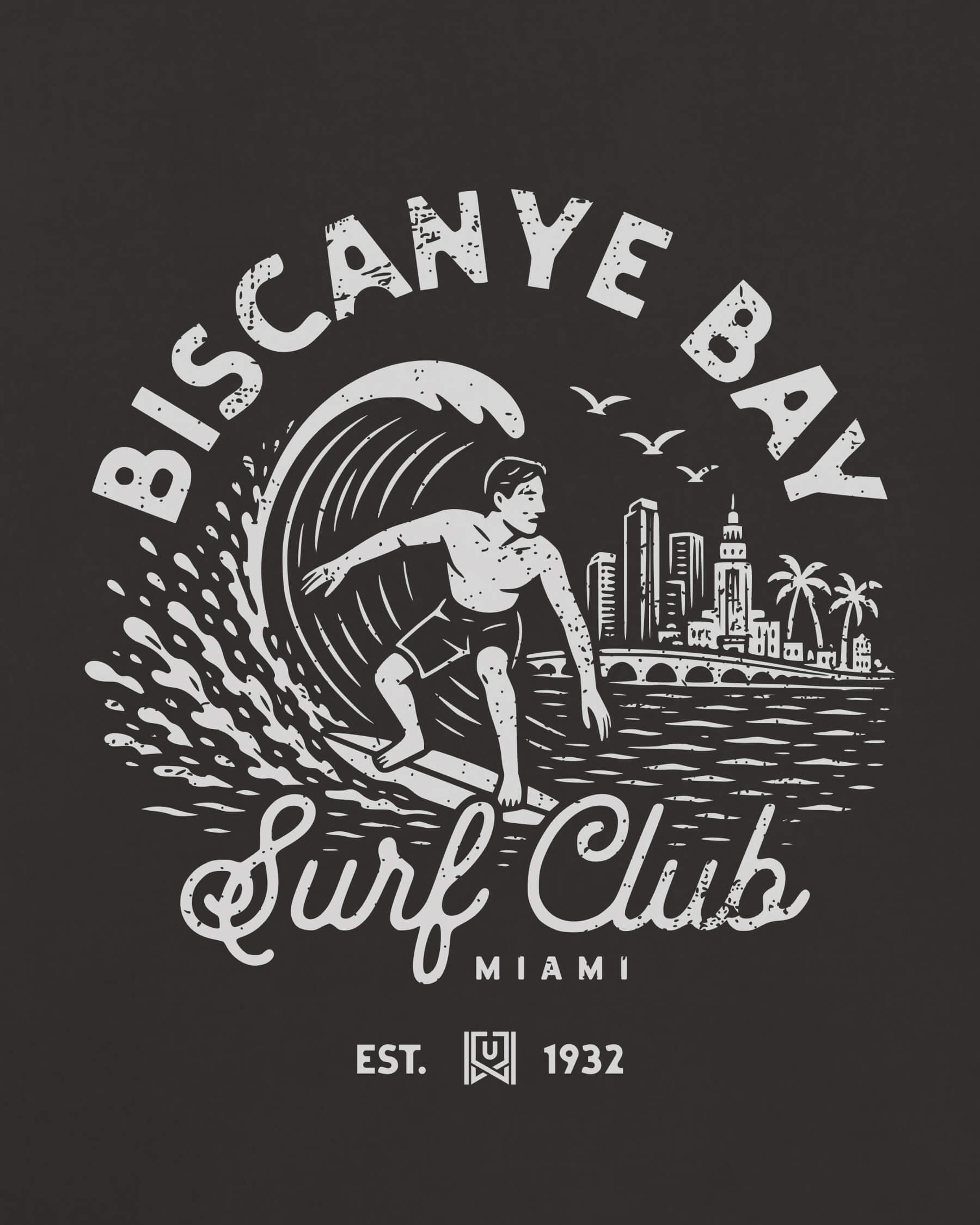 MIA Surf Club Tee - Washed Black / White - Zoom