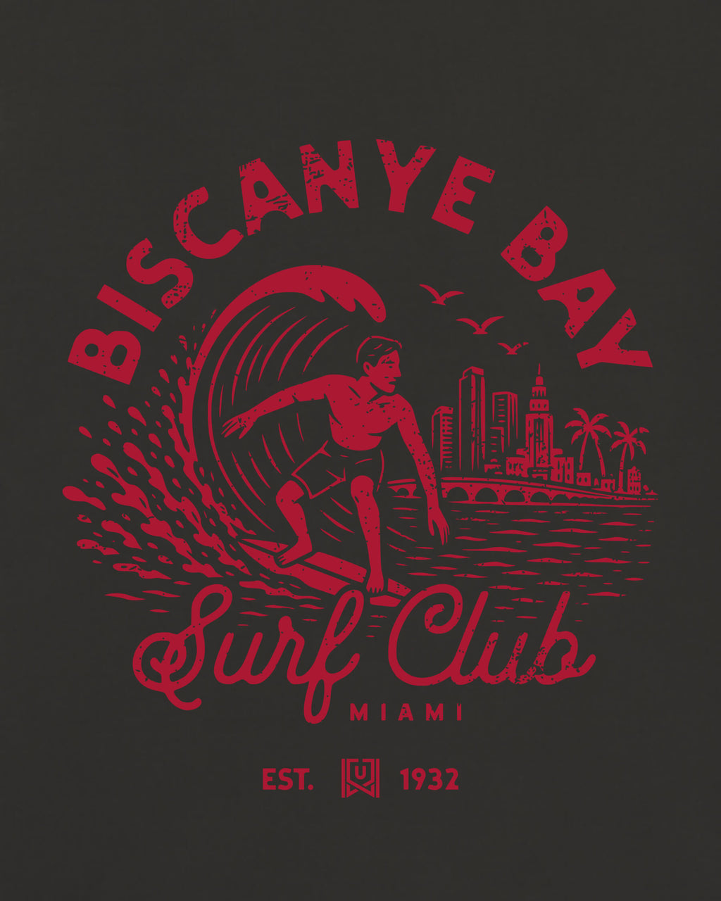 MIA Surf Club Tee - Washed Black / Red - Zoom