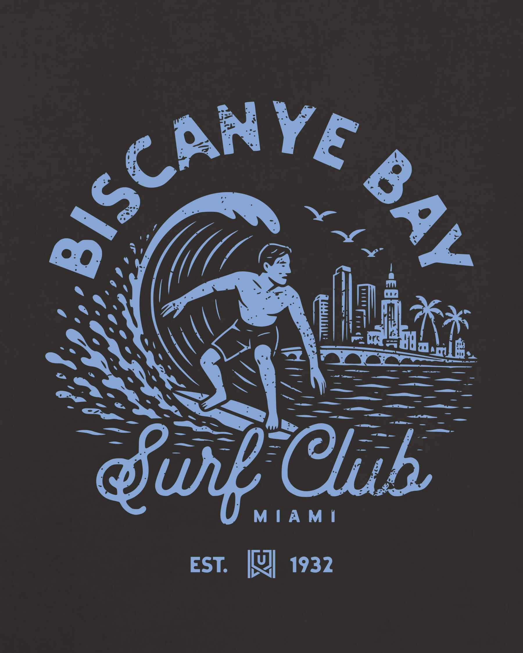 MIA Surf Club Tee - Washed Black / Blue - Zoom
