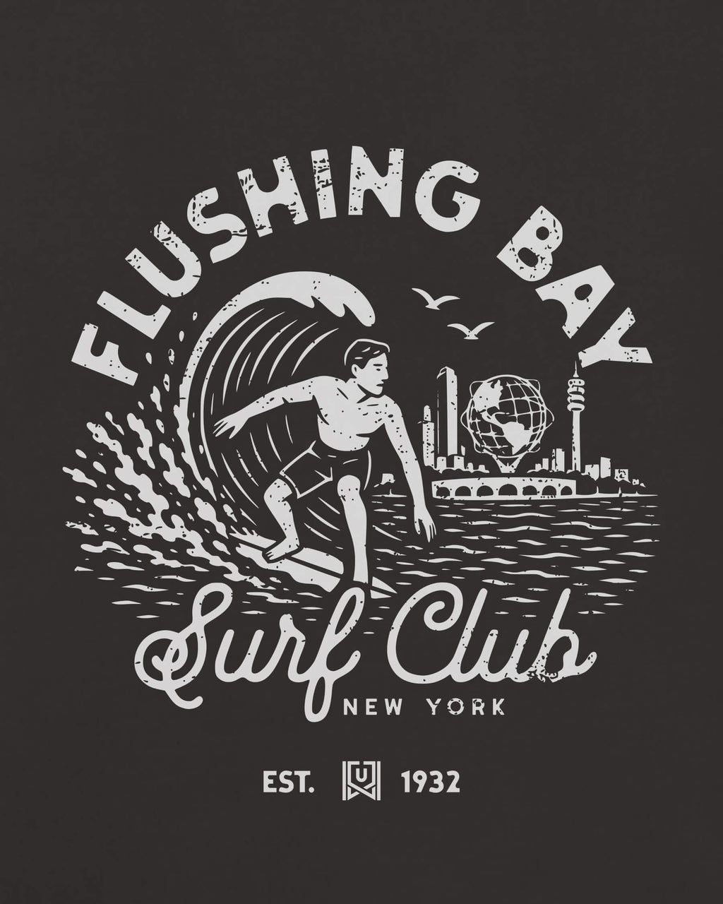 NY Surf Club Tee - Washed Black / White - Zoom