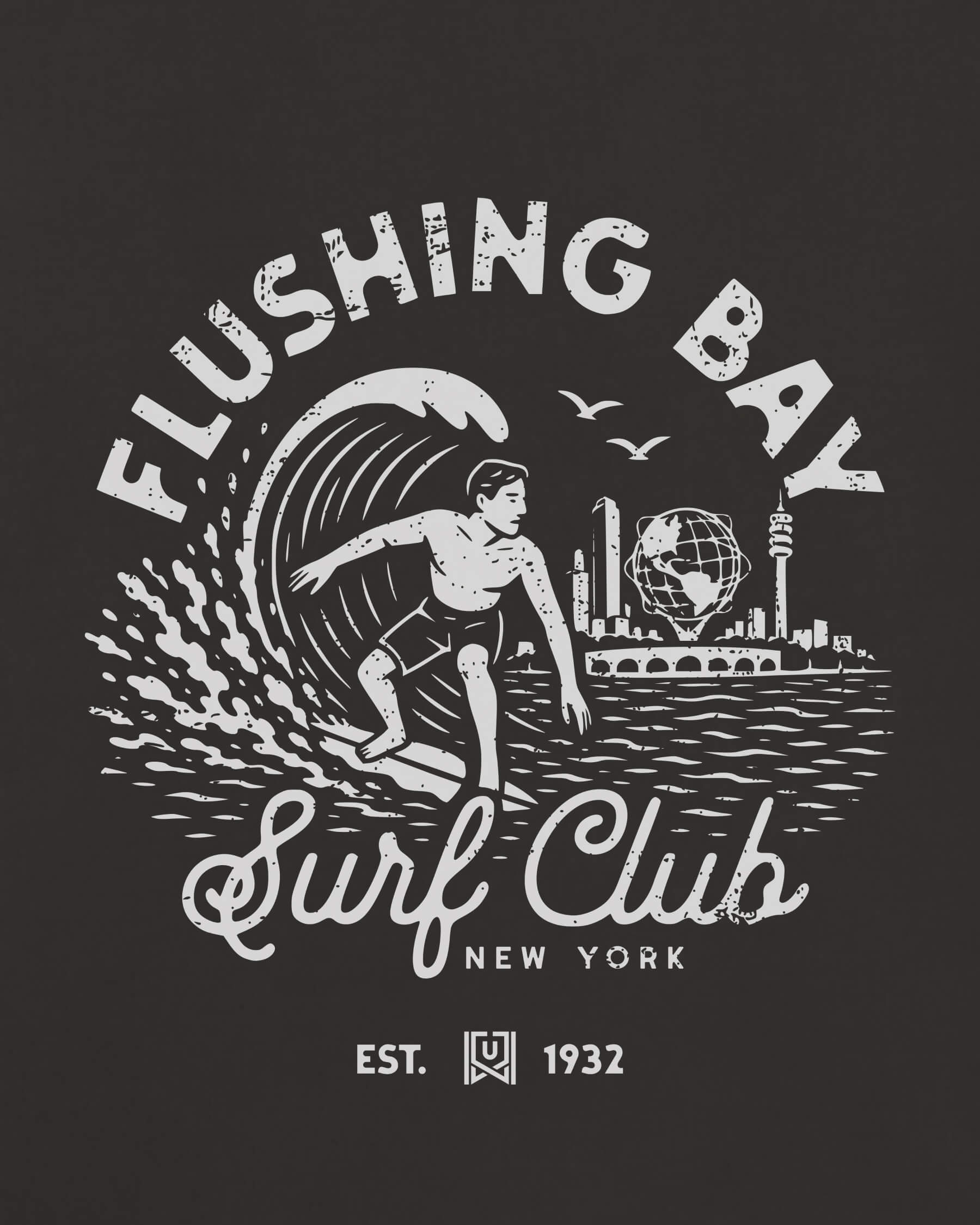 NY Surf Club Tee - Washed Black / White - Zoom