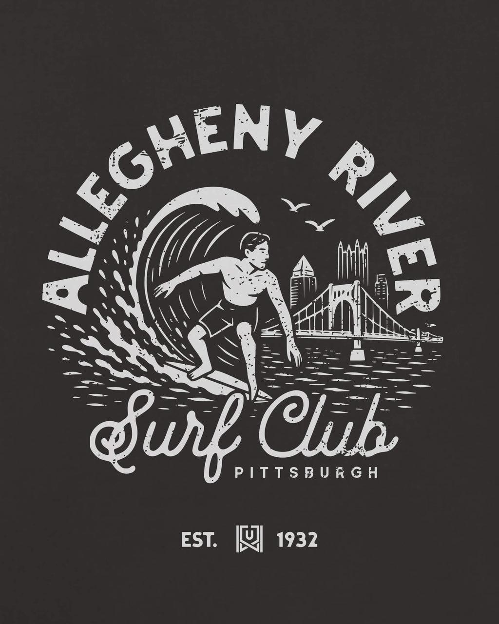 PGH Surf Club Tee - Washed Black / White - Zoom