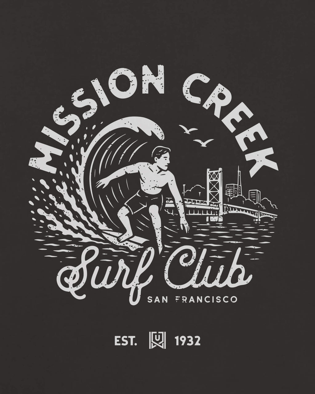 SF Surf Club Tee - Washed Black / White - Zoom