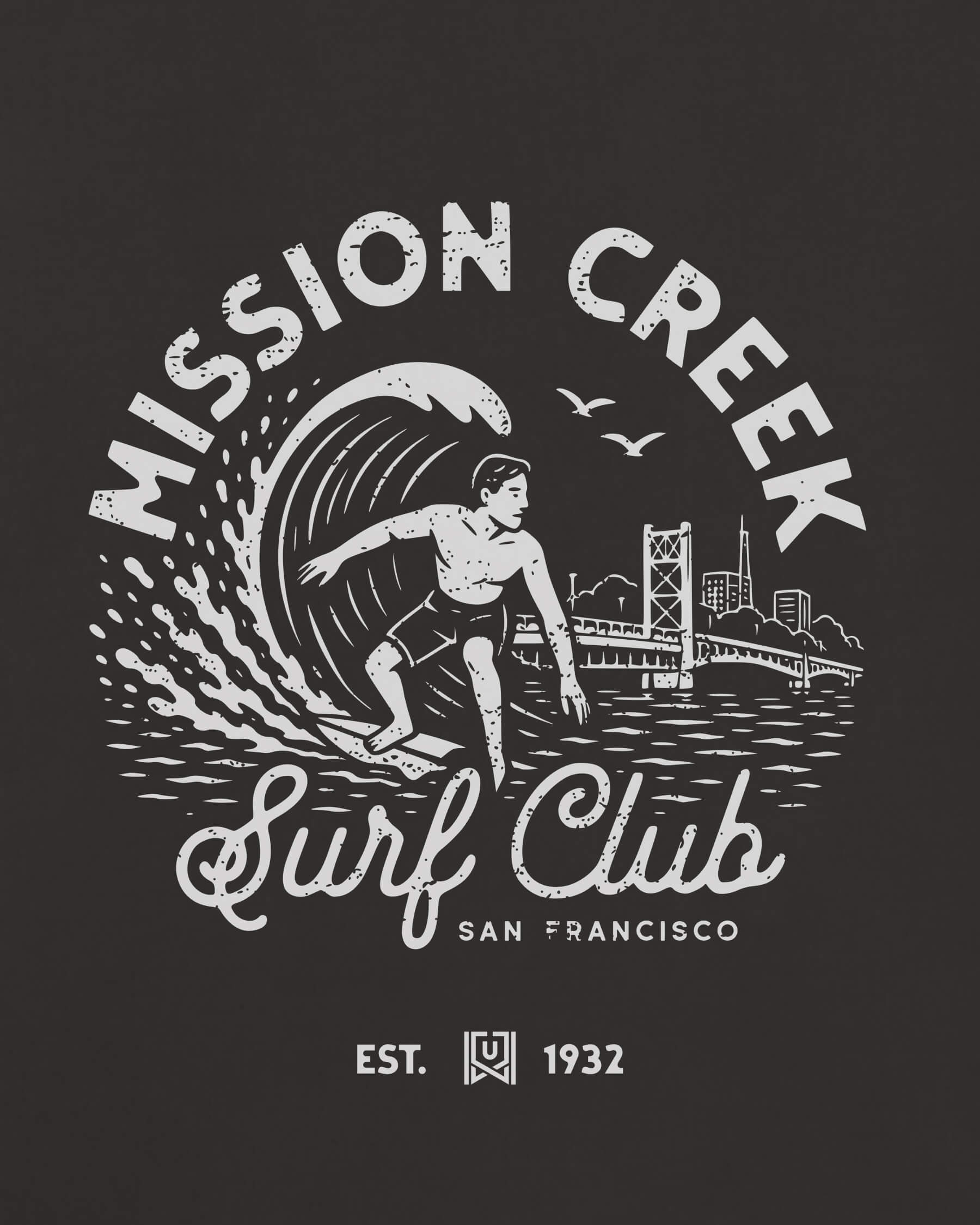 SF Surf Club Tee - Washed Black / White - Zoom