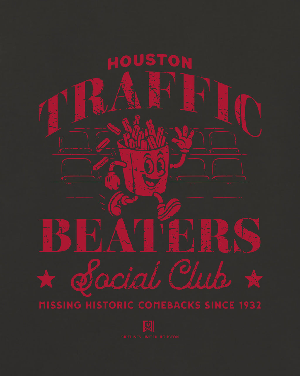 HOU Traffic Beaters Tee - Washed Black / Red - Zoom