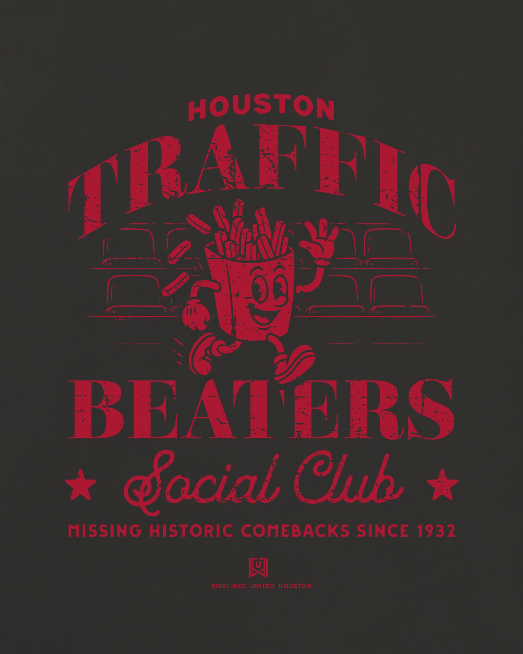 HOU Traffic Beaters Tee - Washed Black / Red - Zoom