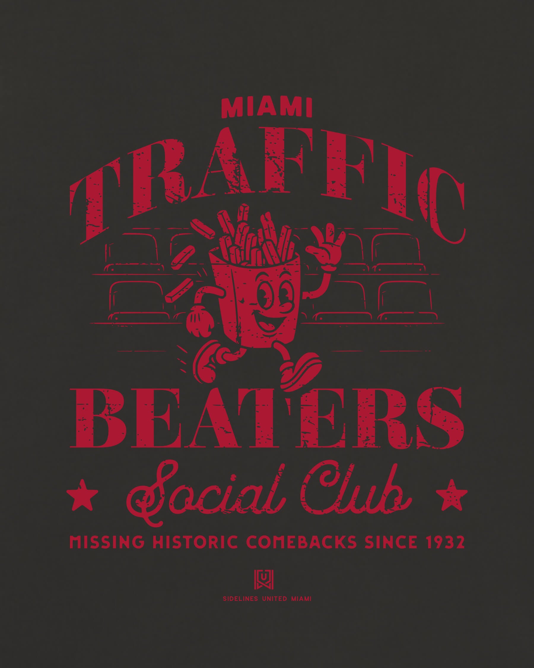 MIA Traffic Beaters Tee - Washed Black / Red - Zoom