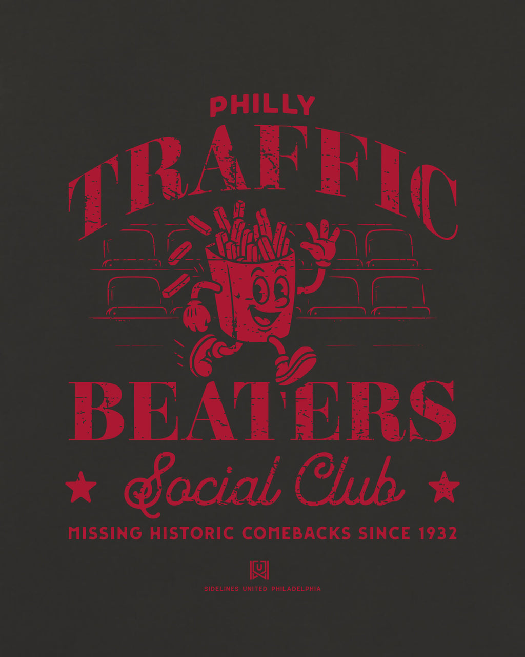 Philly Traffic Beaters Tee - Washed Black / Red - Zoom