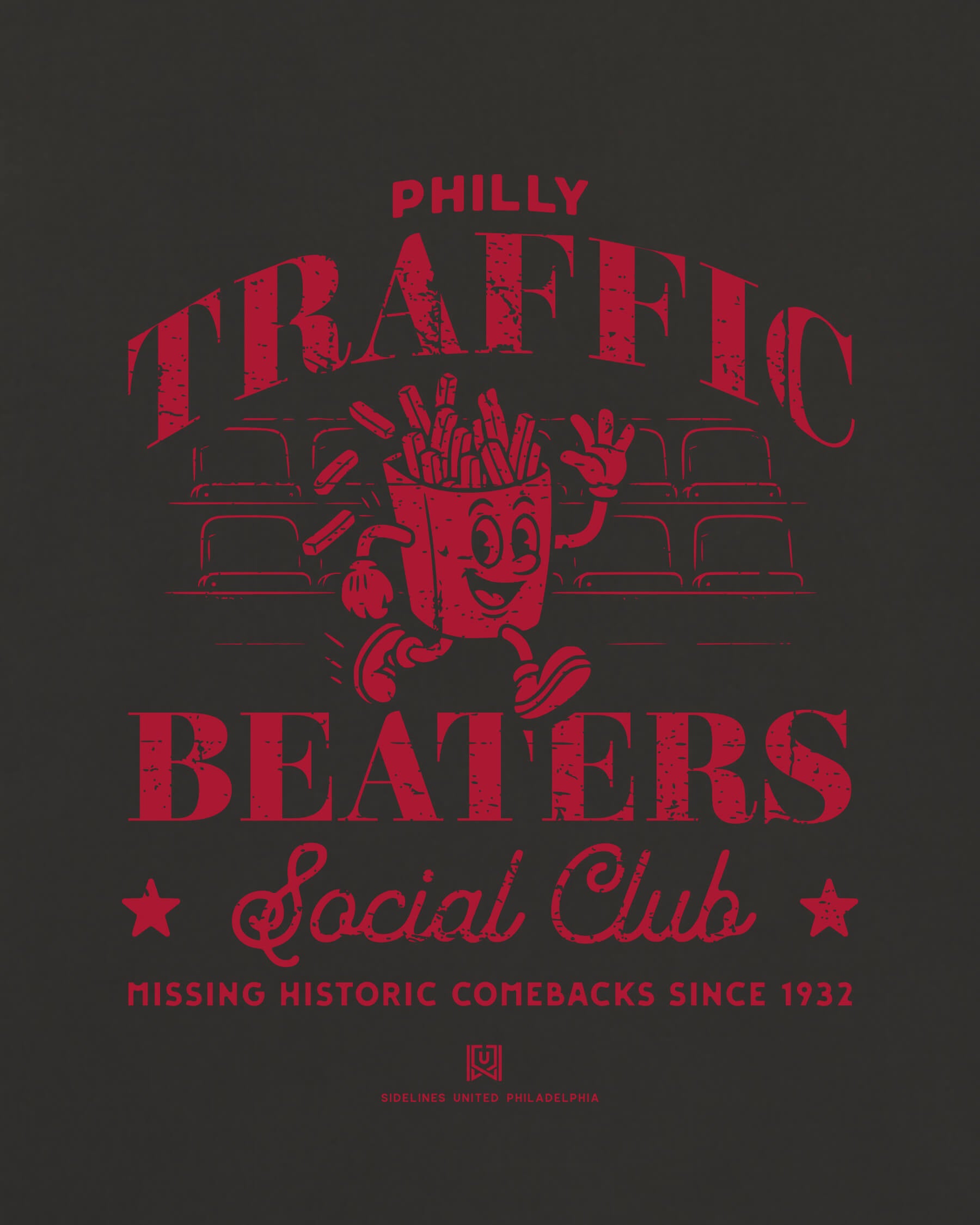 Philly Traffic Beaters Tee - Washed Black / Red - Zoom