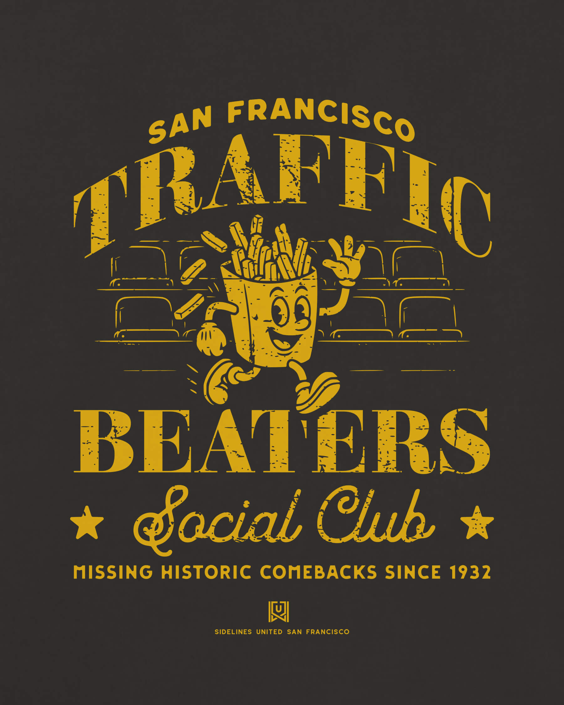 SF Traffic Beaters Tee - Washed Black / Gold - Zoom