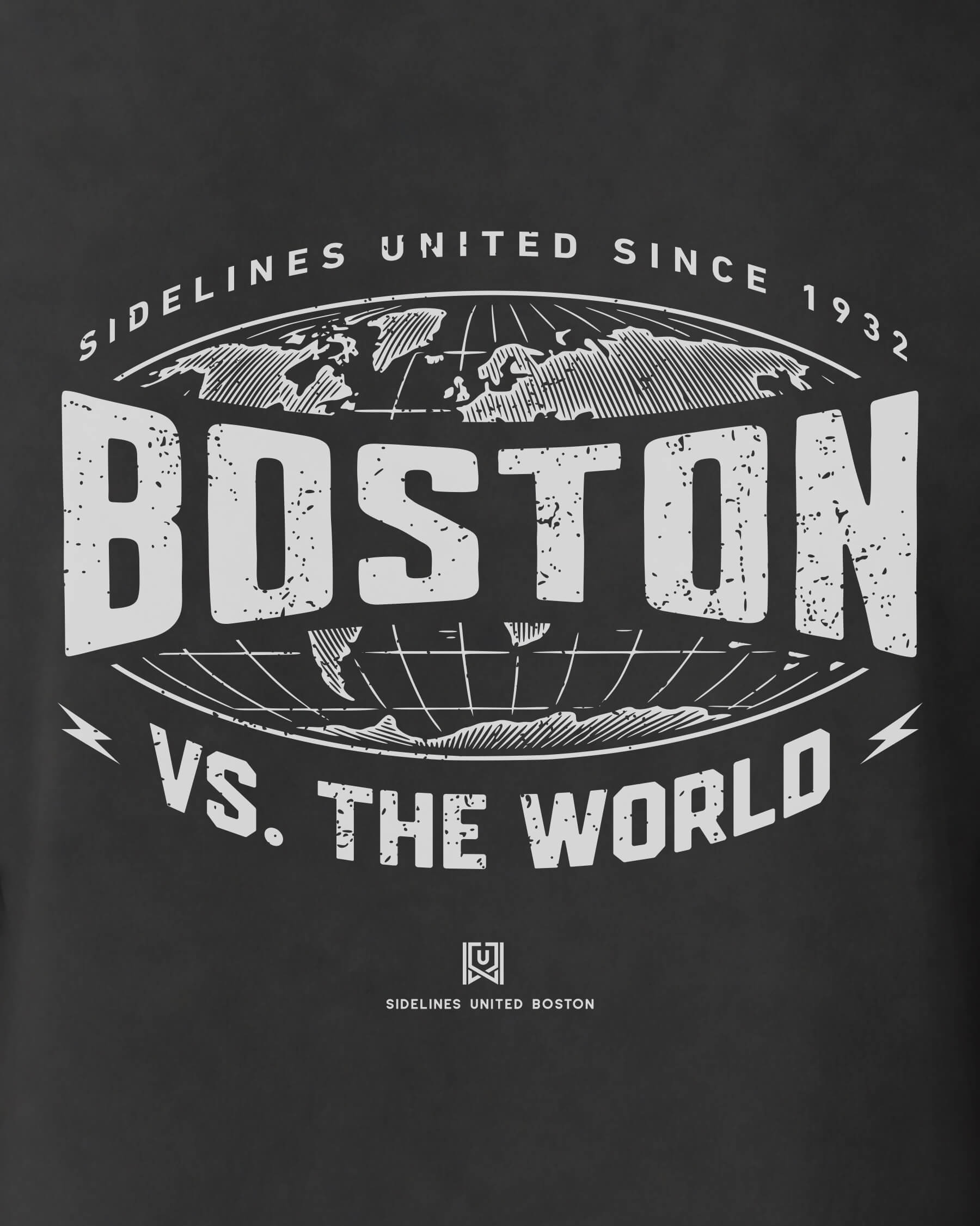 BOS VS the World Atlas Tee - Washed Black / White - Zoom