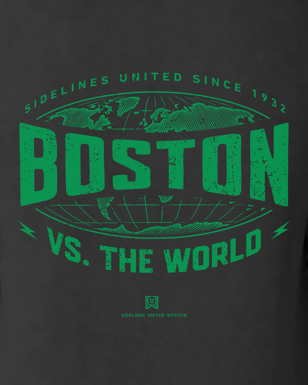 BOS VS the World Atlas Tee - Washed Black / Green - Zoom