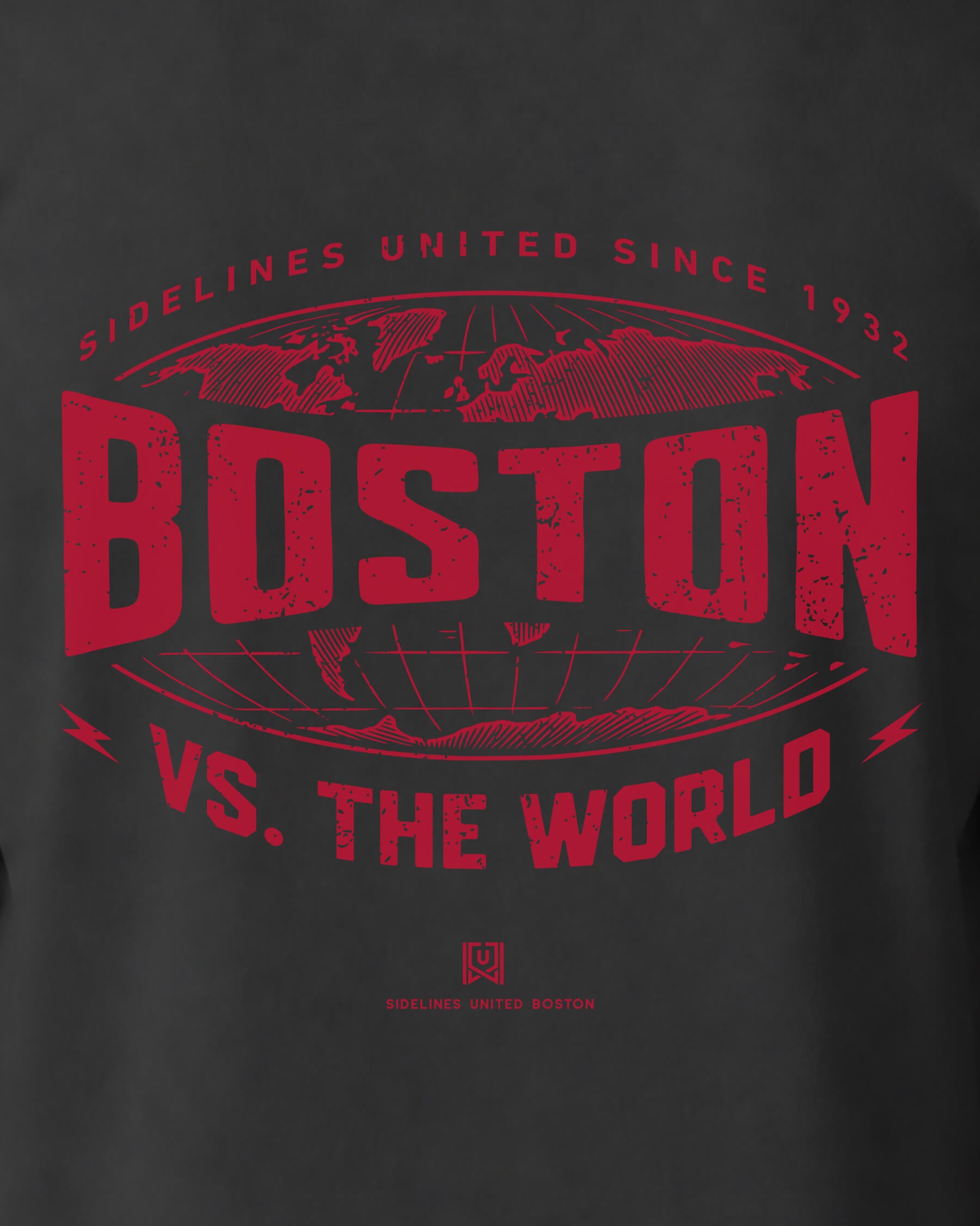 BOS VS the World Atlas Tee - Washed Black / Red - Zoom