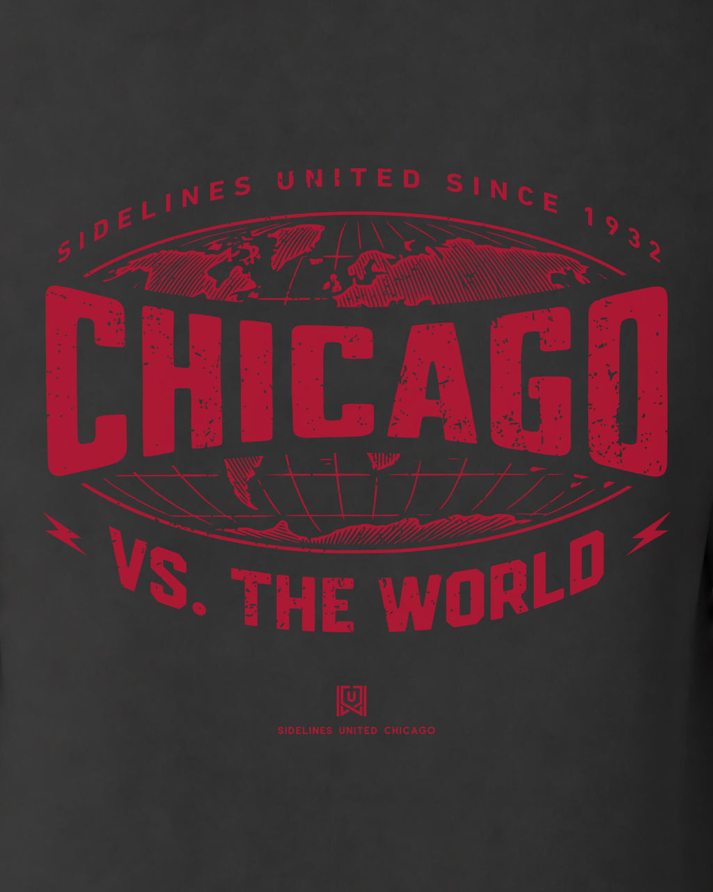 CHI VS the World Atlas Tee - Washed Black / Red - Zoom