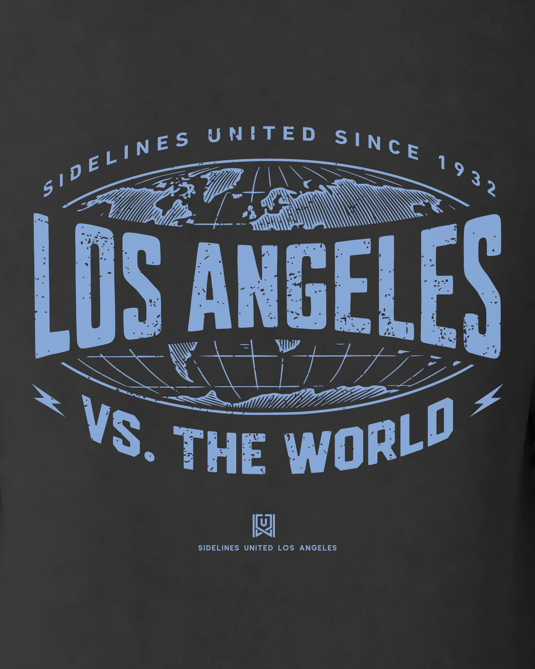 LA VS the World Atlas Tee - Washed Black / Blue - Zoom