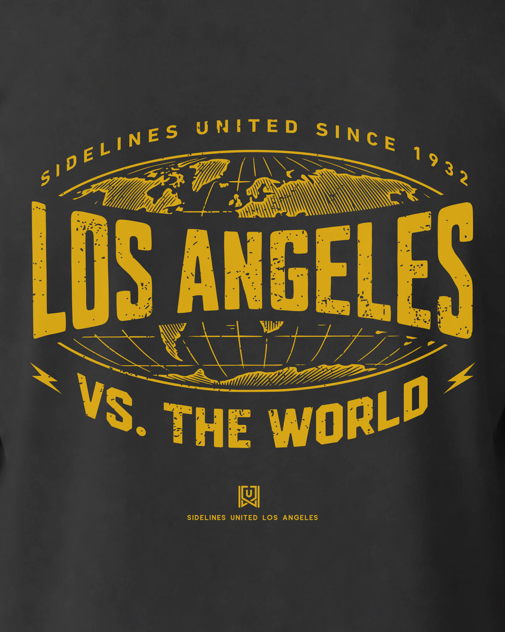 LA VS the World Atlas Tee - Washed Black / Gold - Zoom
