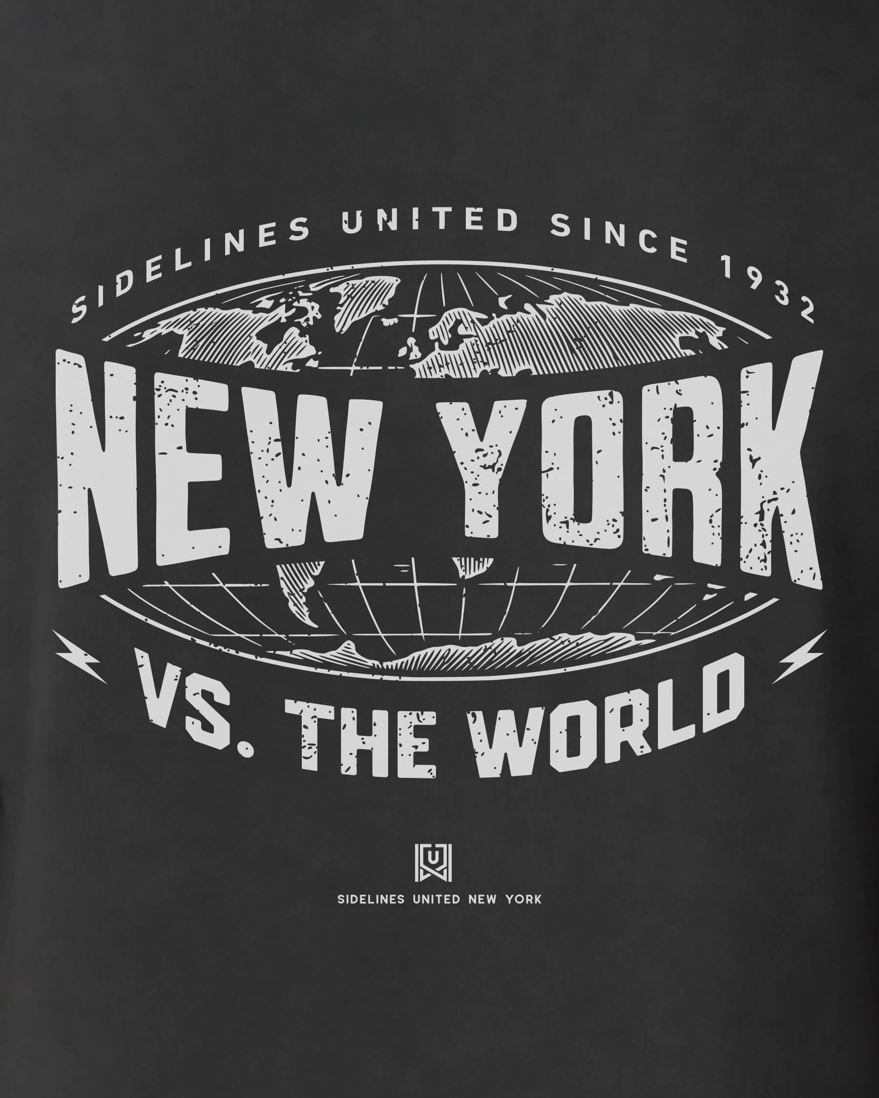 NY VS the World Atlas Tee - Washed Black / White - Zoom