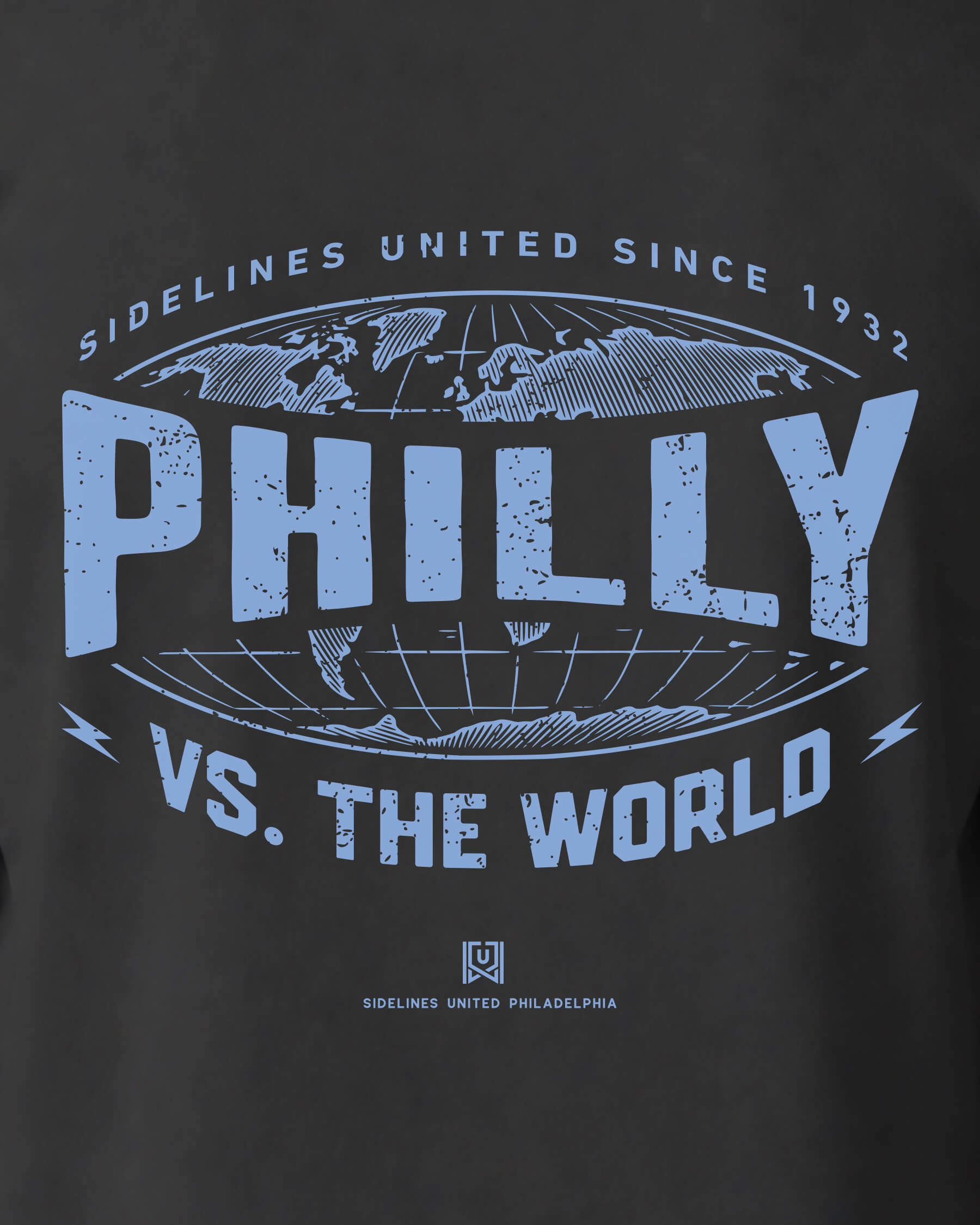 Philly VS the World Atlas Tee - Washed Black / Blue - Zoom