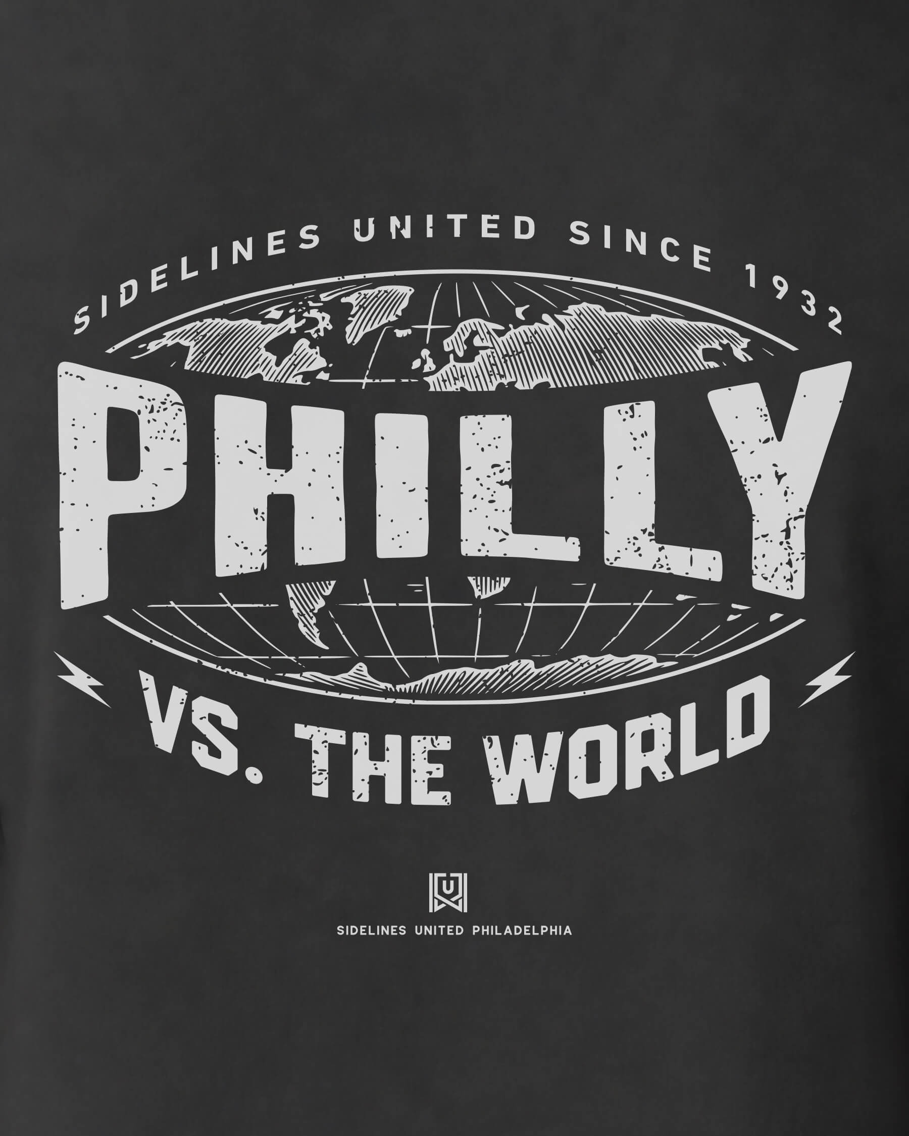 Philly VS the World Atlas Tee - Washed Black / White - Zoom
