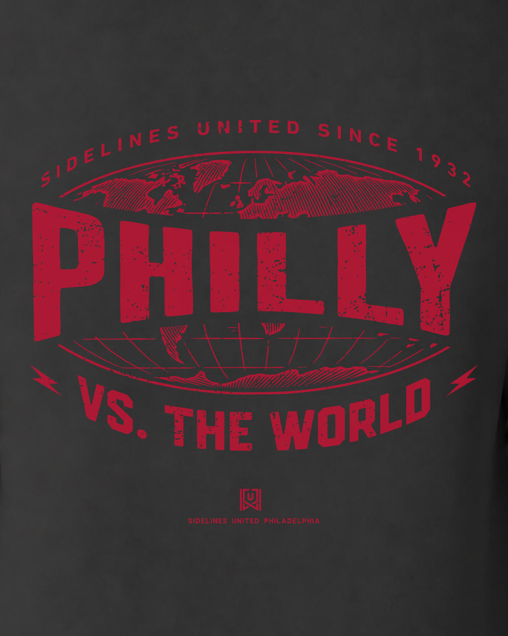 Philly VS the World Atlas Tee - Washed Black / Red - Zoom