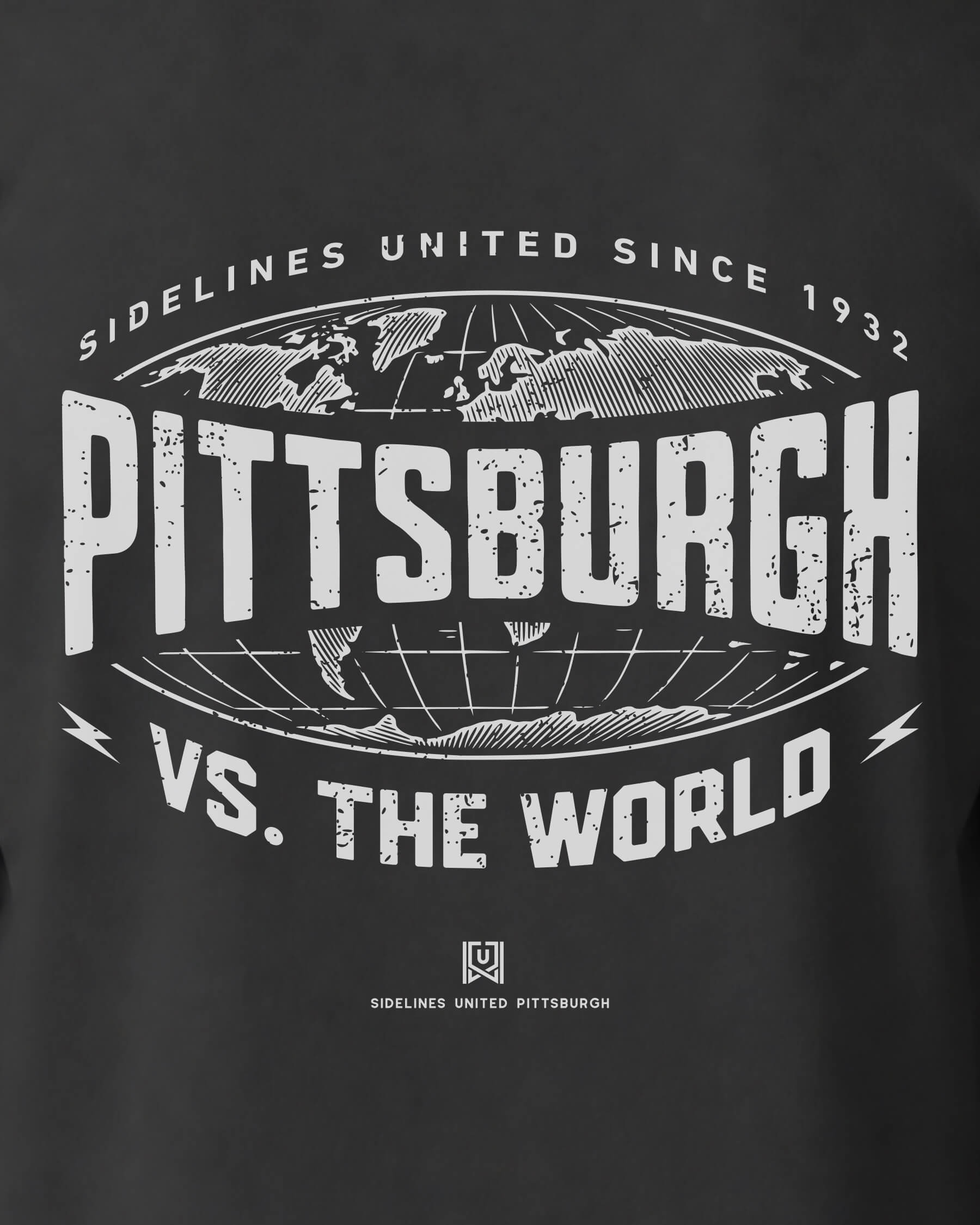 PGH VS the World Atlas Tee - Washed Black / White - Zoom