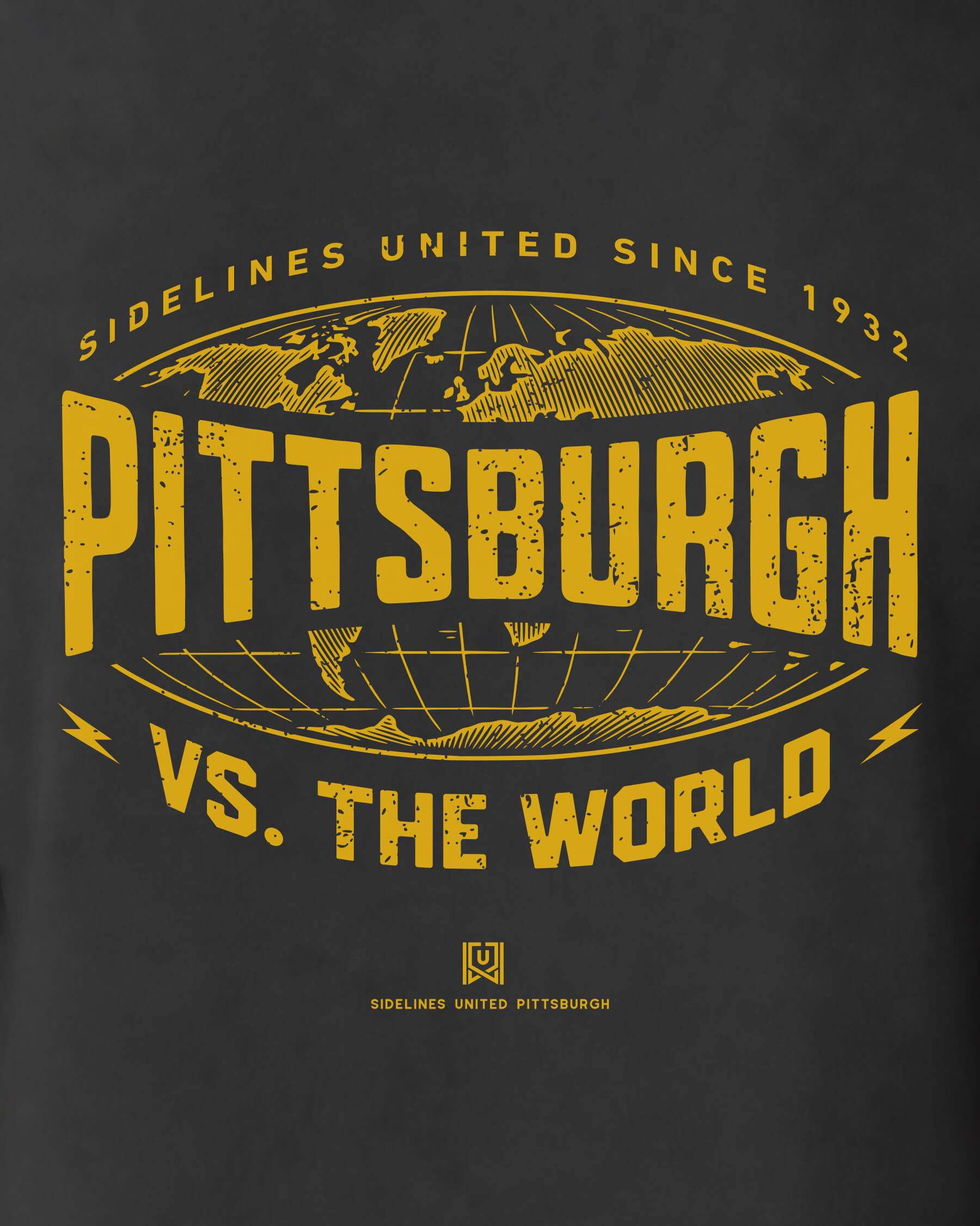 PGH VS the World Atlas Tee - Washed Black / Gold - Zoom
