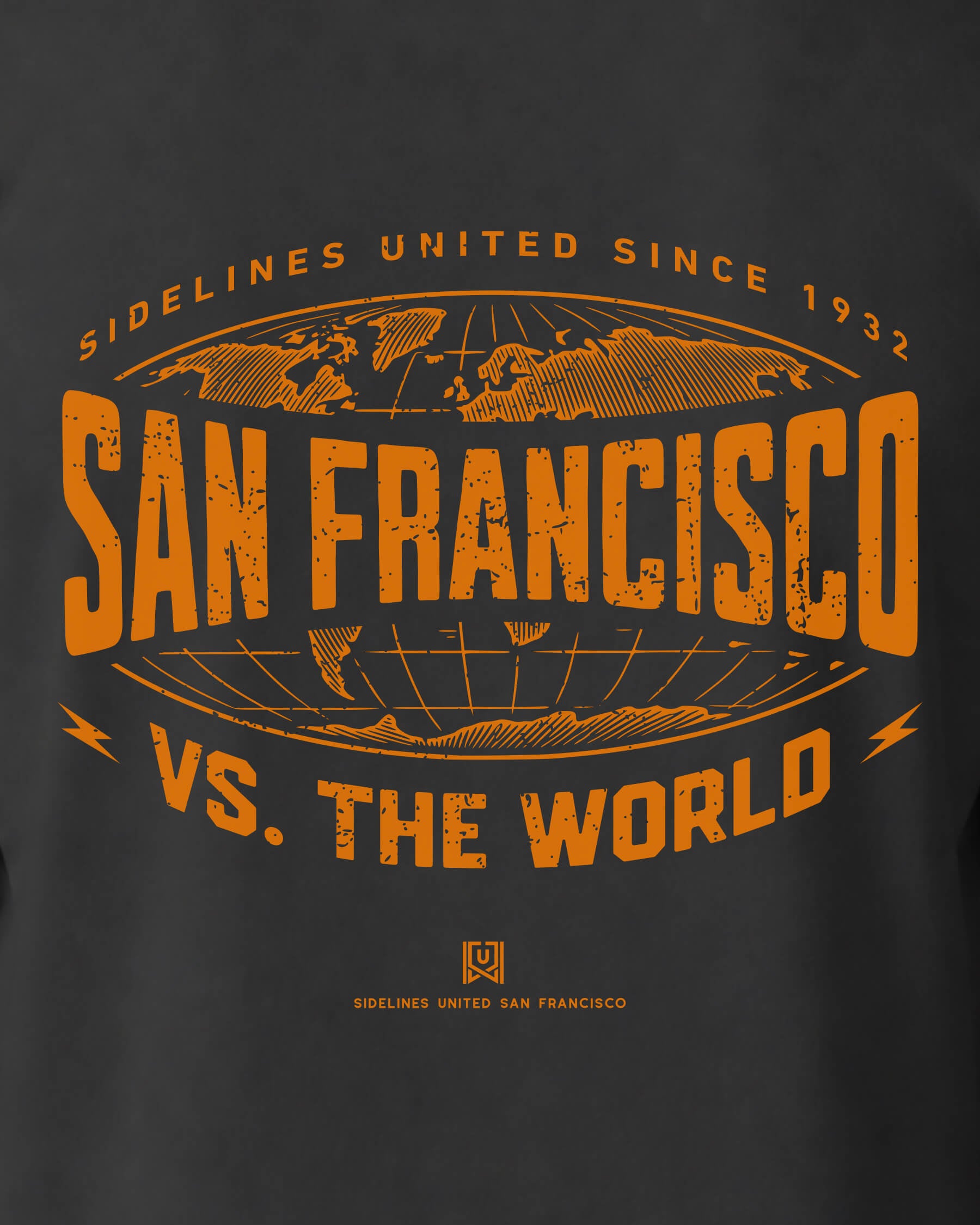 SF VS the World Atlas Tee - Washed Black / Orange - Zoom