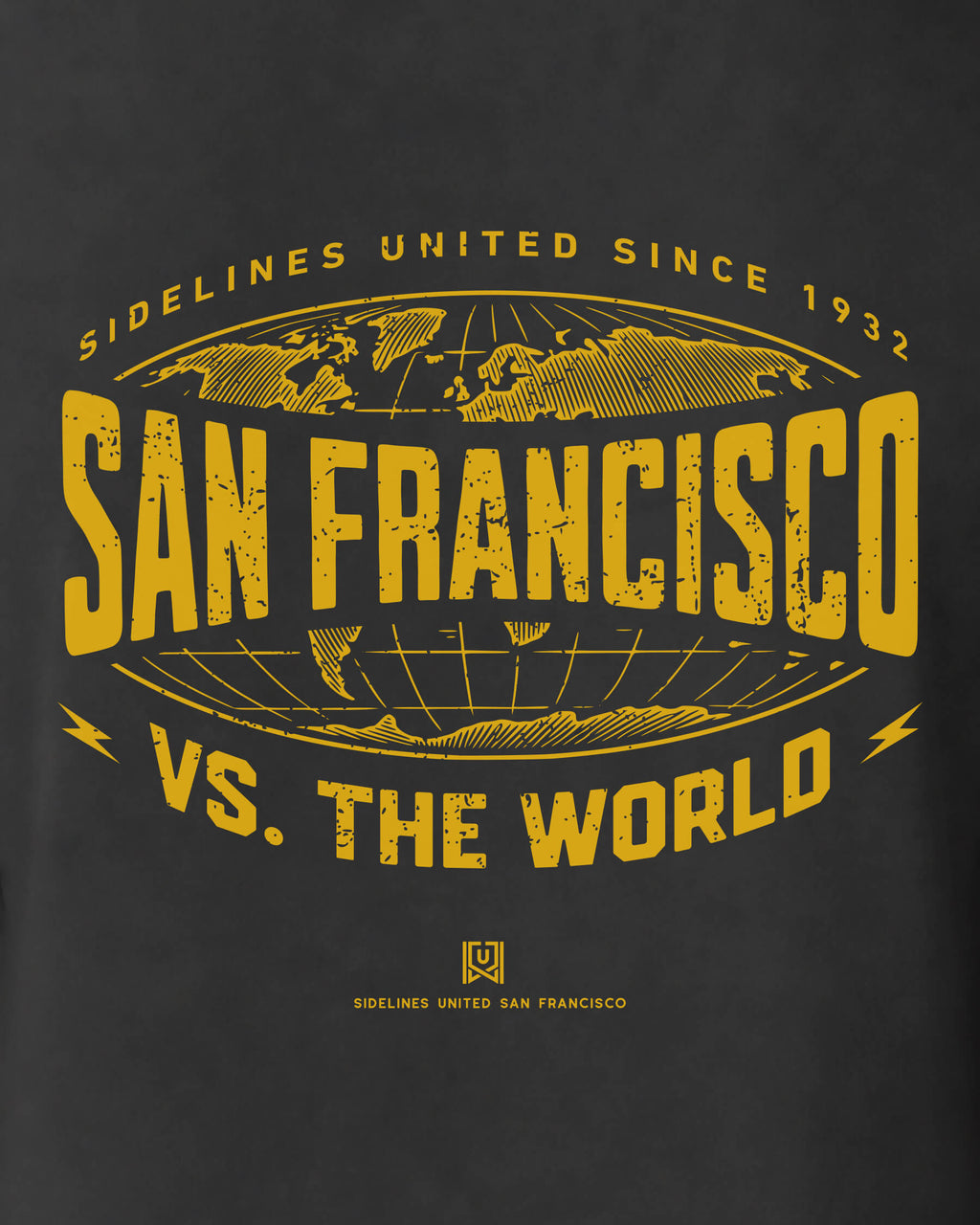 SF VS the World Atlas Tee - Washed Black / Gold - Zoom