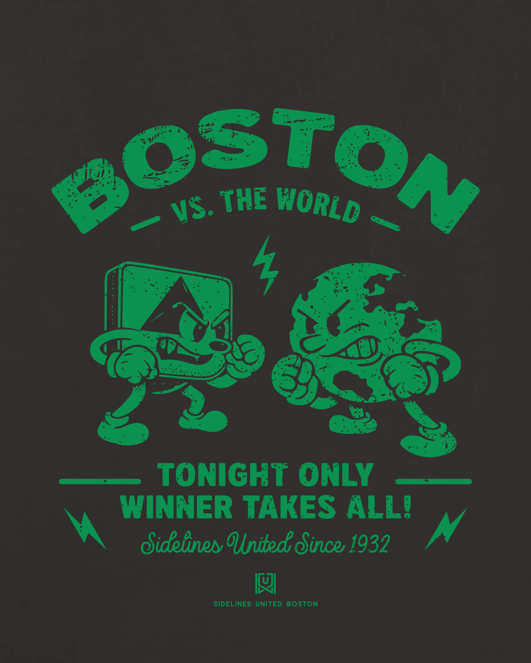 BOS VS the World Clash Tee - Washed Black / Green - Zoom